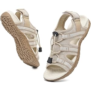 Bravover Women's Orthopedic Walking Sandals with Arch Support, Adjustable Strap Breathable Sport Sandals with Cushioned Tract