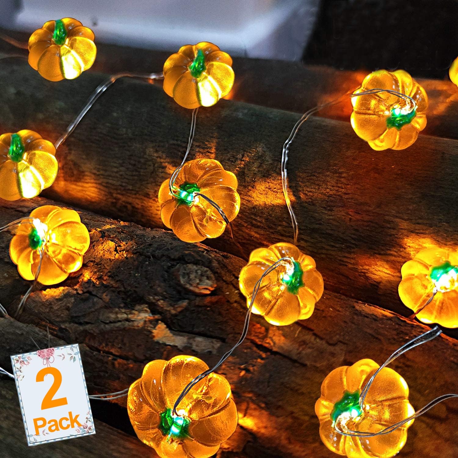 Photo 1 of TURNMEON Fall Decor 2 Pack 3D Halloween Lights Fall Halloween Decorations Total 20Ft 40LED Warm White Pumpkin String Lights Battery Operated Orange Lights for Thanksgiving Decor Home Indoor Outdoor