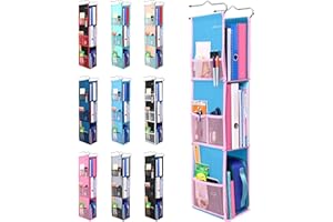 ABRA® 3 Shelf Hanging Locker Organizer for School, Work, Gym, Storage | Deep Shelves 6.5”x 9”| Eco-Friendly Fabric Healthy for Children | Adjustable School Locker Shelf from 3 to 2 Shelves (Blue/Pink)