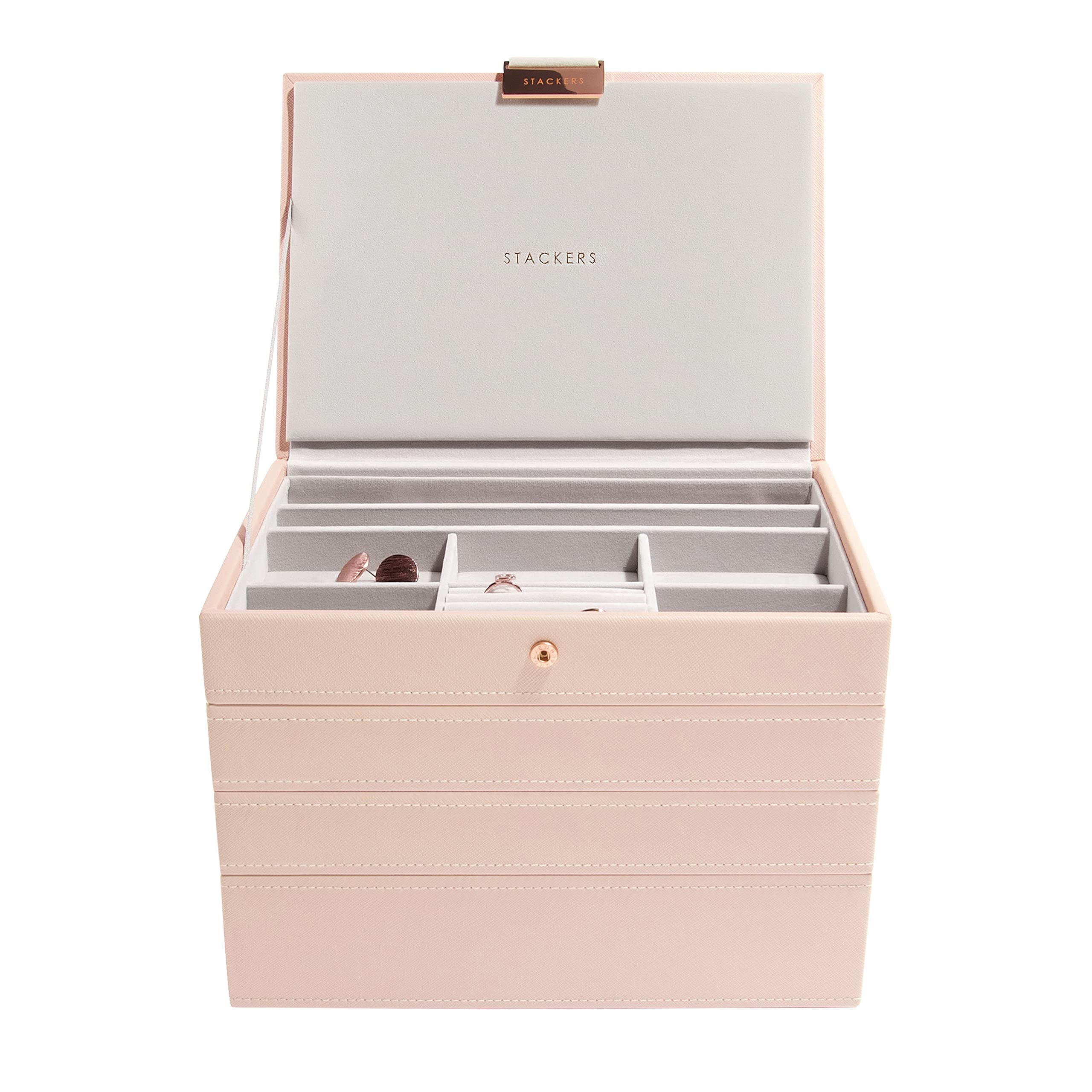 Stackers Blush Pink Classic Medium Jewellery Box, Set of 4