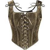 SCARLET DARKNESS Renaissance Corset Tops for Women Pirate Lace Up Overbust Velvet Bustier Bodice