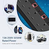 DEWENWILS 6 Way Extension Lead with Individual Switches 5M Surge Protected view 3
