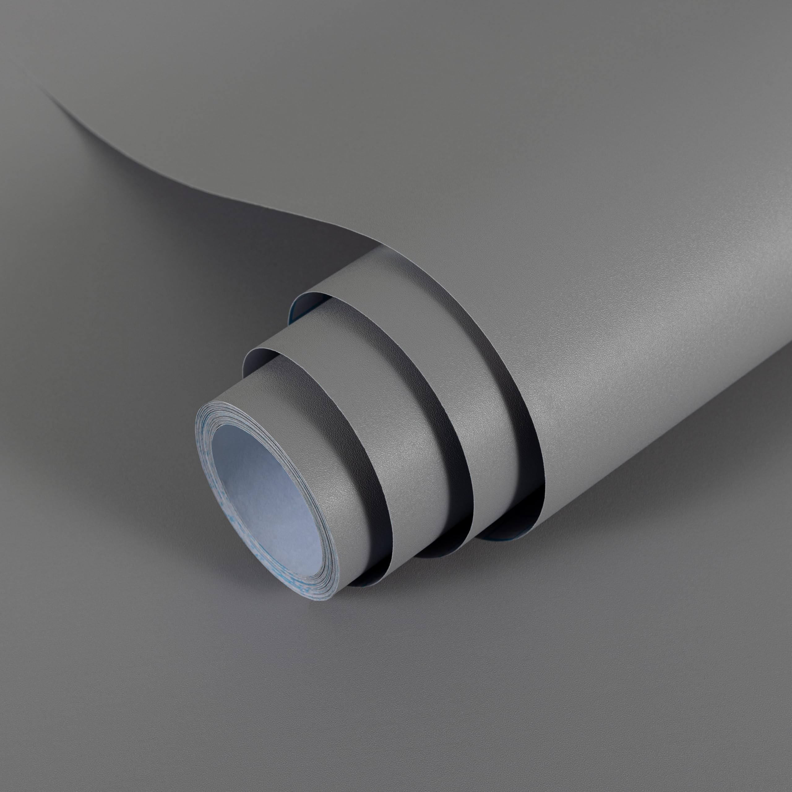 Hode Grey Vinyl Wrap Matt 60X300cm, Grey Sticky Back Plastic Roll, Self Adhesive Wallpaper for Furniture Kitchen Cupboard Covering Contact Paper Waterproof