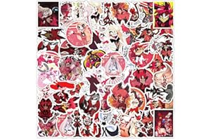 50pcs Hazb Stickers, Helluva Boss Stickers Packs for Water Bottle Laptop Bumper Car Bike Luggage Guitar Skateboard, Vinyl Wat