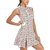 Tanst Sky Women's Golf Dress with Shorts Zip Up Quick Dry Sleeveless Pockets Tennis Workout Dresses