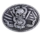 LAXPICOL Cool Western Cowboy Cross Skull Snake Belt Buckle For Men Grey Tone Black Tone