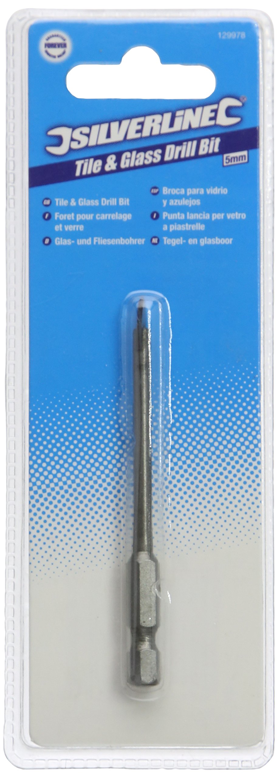 Silverline 129978 Tile and Glass Drill Bit Hex Shank, 5 mm