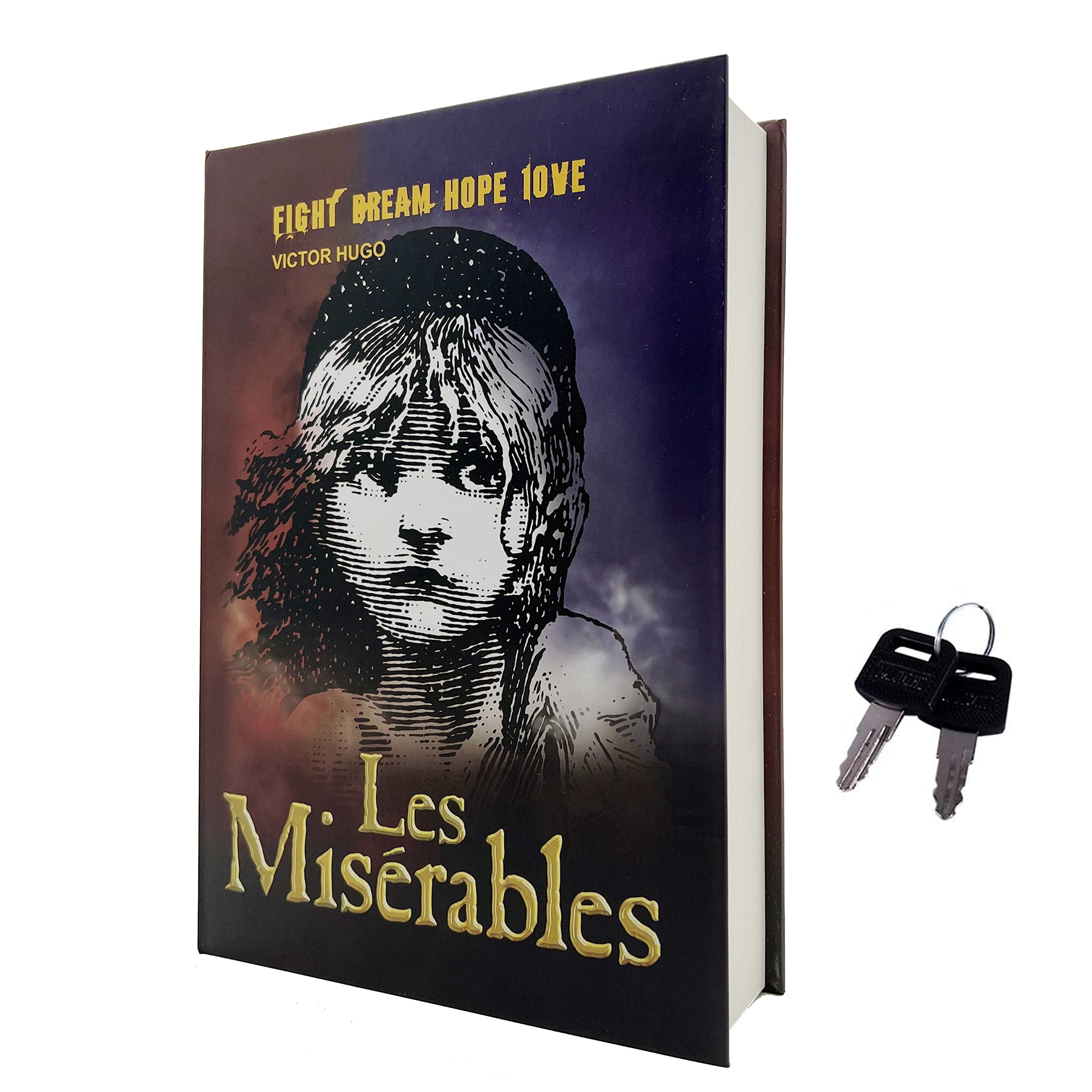 Real Paper Transfer Book Safe for Jewellery, and Hollow with Hidden Compartment, Key and Combination Lock (Les Miserables, Key Lock)
