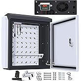 Akwscyby Outdoor Electrical Box with Thermostat and Fan, Precise Temperature Control 0.1°F, IP65 Water Resistant Rating, Galvanized Steel, Aluminum Rear Beam(21.7" x 17.3" x 9.0")