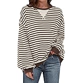 ANRABESS Women Striped Sweatshirts Oversized Crewneck Long Sleeve Shirts Y2K Pullover Top 2025 Fall Outfits Fashion Clothes