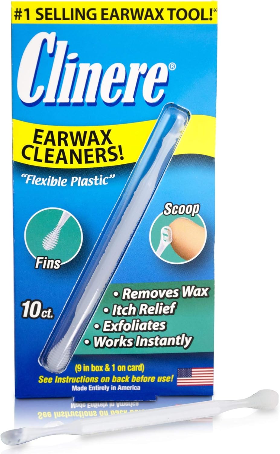Clinere® Ear Cleaners, 10 Count Earwax Remover Tool Safely and Gently Cleaning Ear Canal at Home, Ear Wax Cleaner Tool, Itch Relief, Ear Wax Buildup, Works Instantly, Exfolimates, Earwax Cleaners.: Health & Personal Care