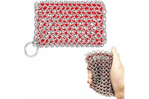 LinamHoz Stainless Steel Chainmail Scrubber, Skillet Brush with Silicone Insert Durable Flexible Chain Cleaner Cleaner for Sk