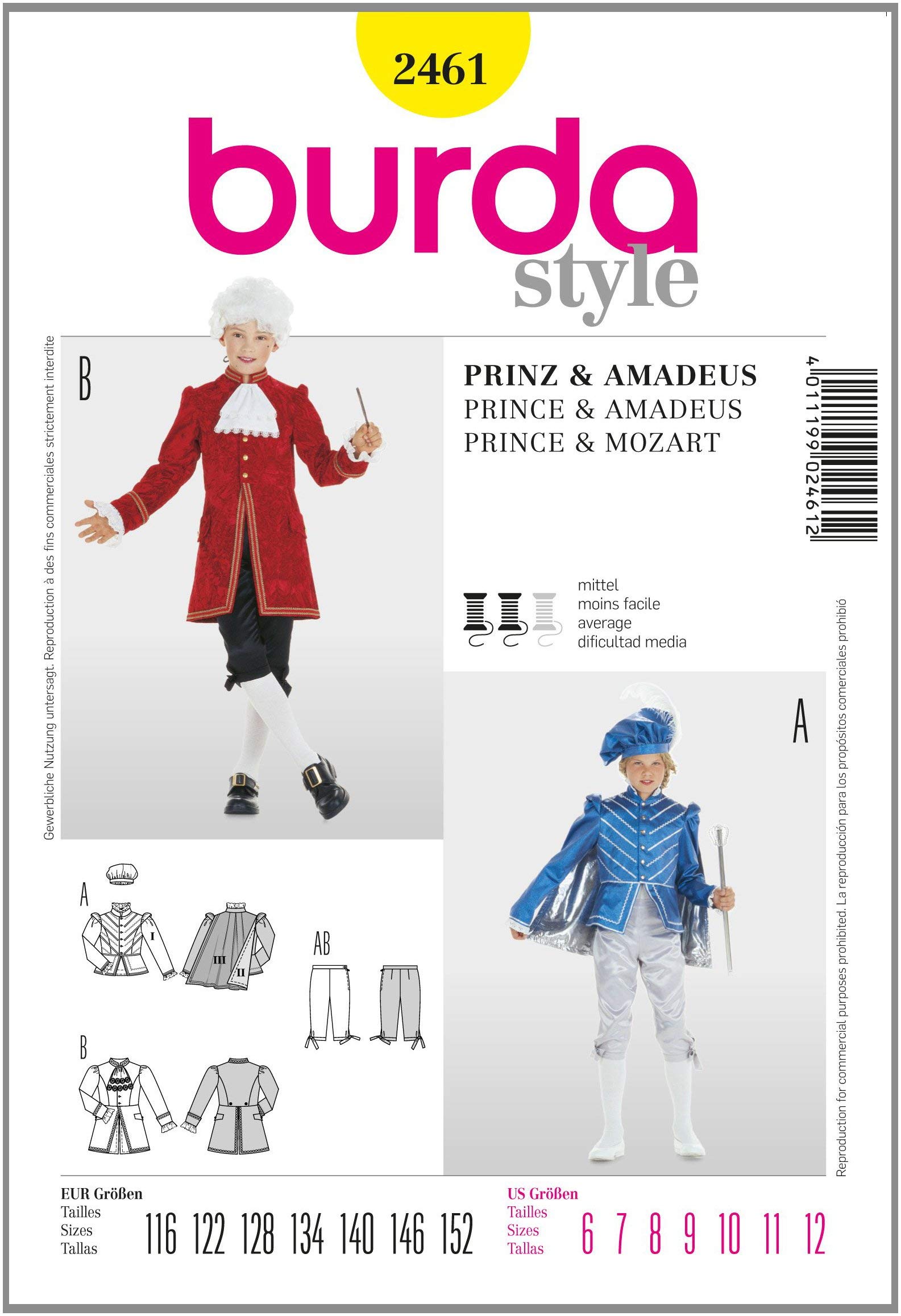 Burda Sewing pattern, Style, Prince & Mozart, 2461