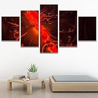 SIGNWIN 5 Panel Canvas Wall Art Modern Art Abstract Fluids for Home Decorations Ready to Hang - 60