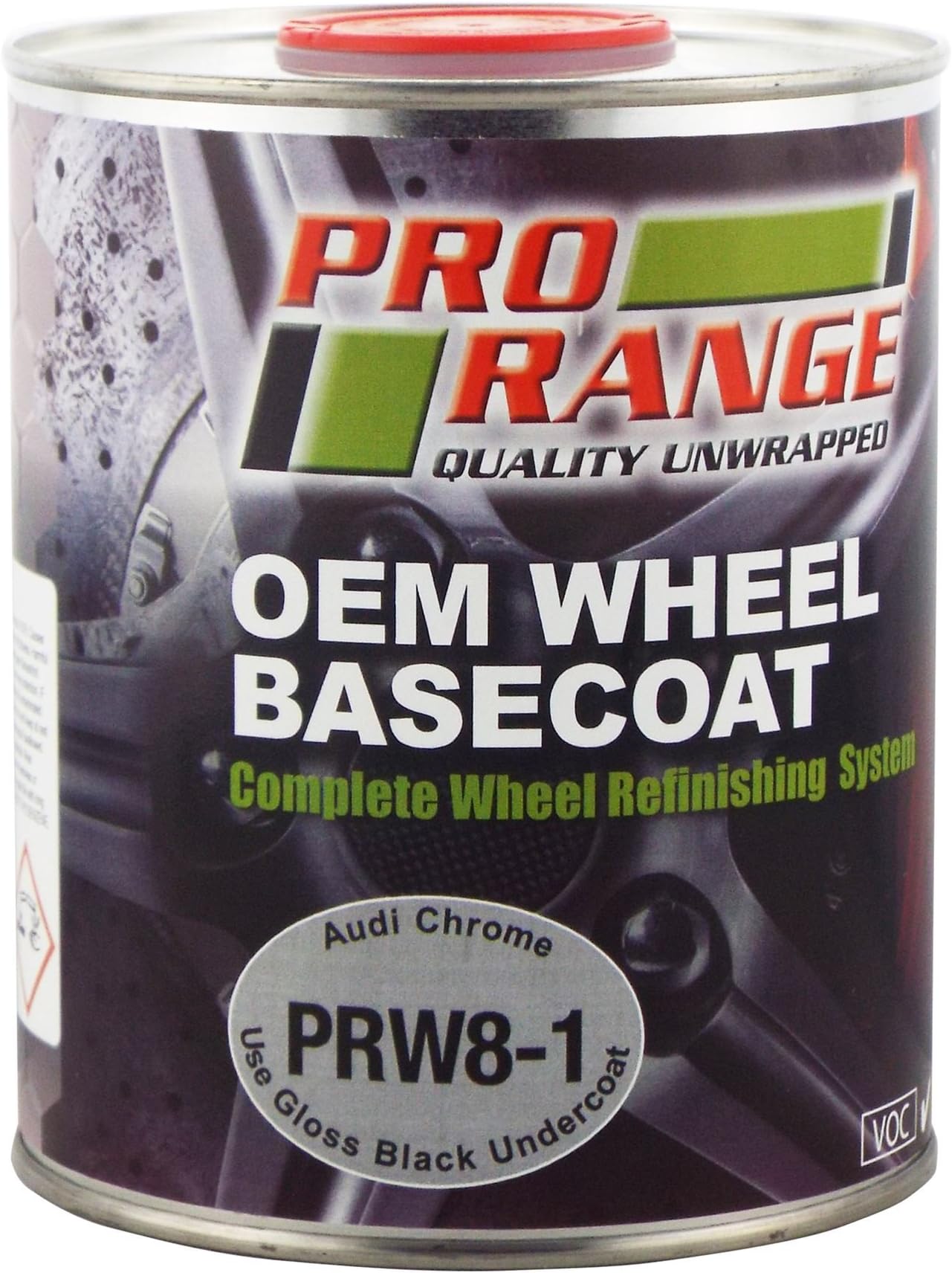 Pro Range Ready For Use Audi Chrome OEM Wheel Basecoat 1 litre Can - Use Gloss Black Undercoat