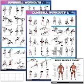 goremote Dumbbell Workout Poster Set (2 Pack) for Home Gym Exercise | Volume I &amp; II - 18" x 24" with Enlarged Dumbbell Exercise Charts Illustrations, Home Gym Decor