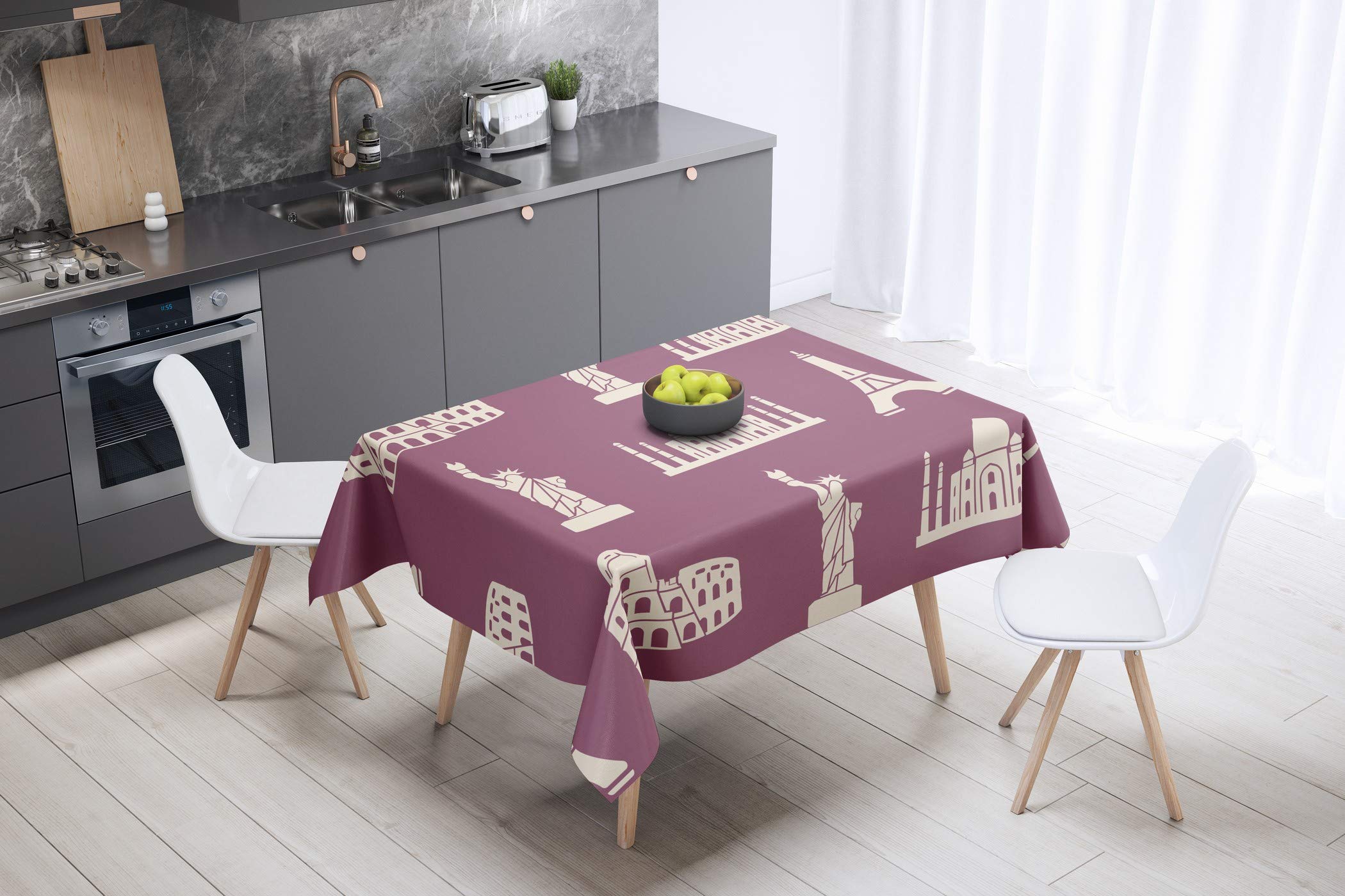 Bonamaison Kitchen Decoration, Tablecloth, 140cm x 140cm - Designed and Manufactured in Turkey