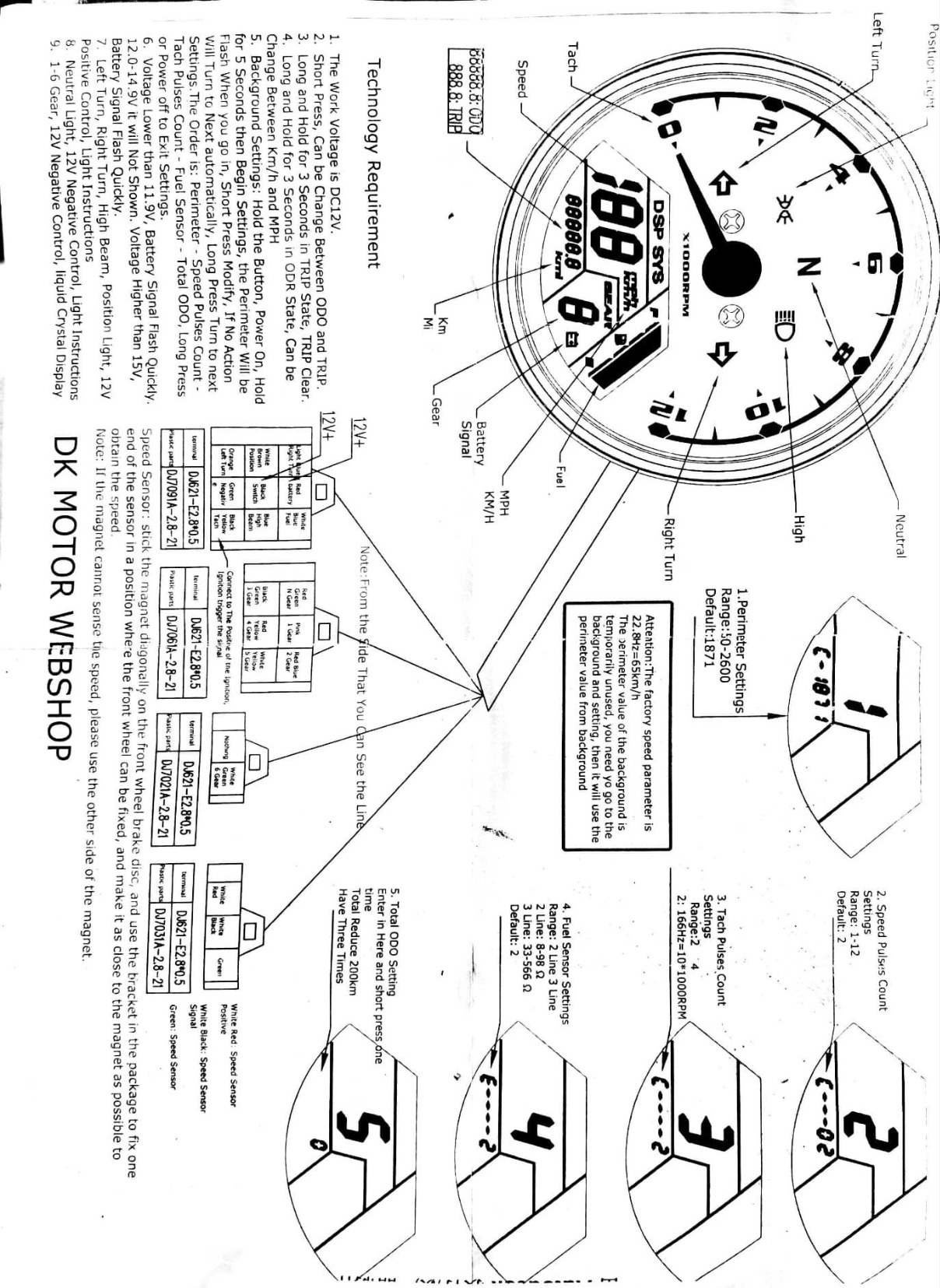 8/mo Finance 0011 Digital Gauge Motorcycle Speedometer/Tachometer