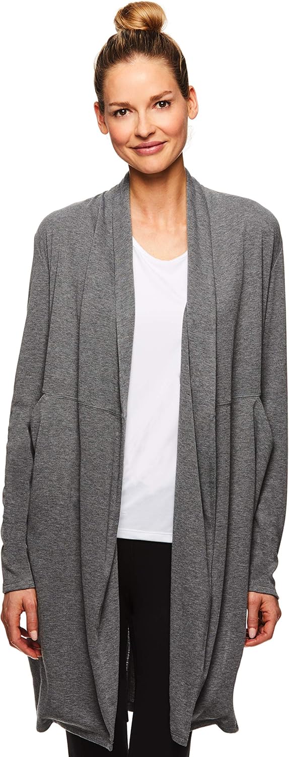 Gaiam Women's Harlow Yoga Wrap Open Front Long Sleeve Cardigan