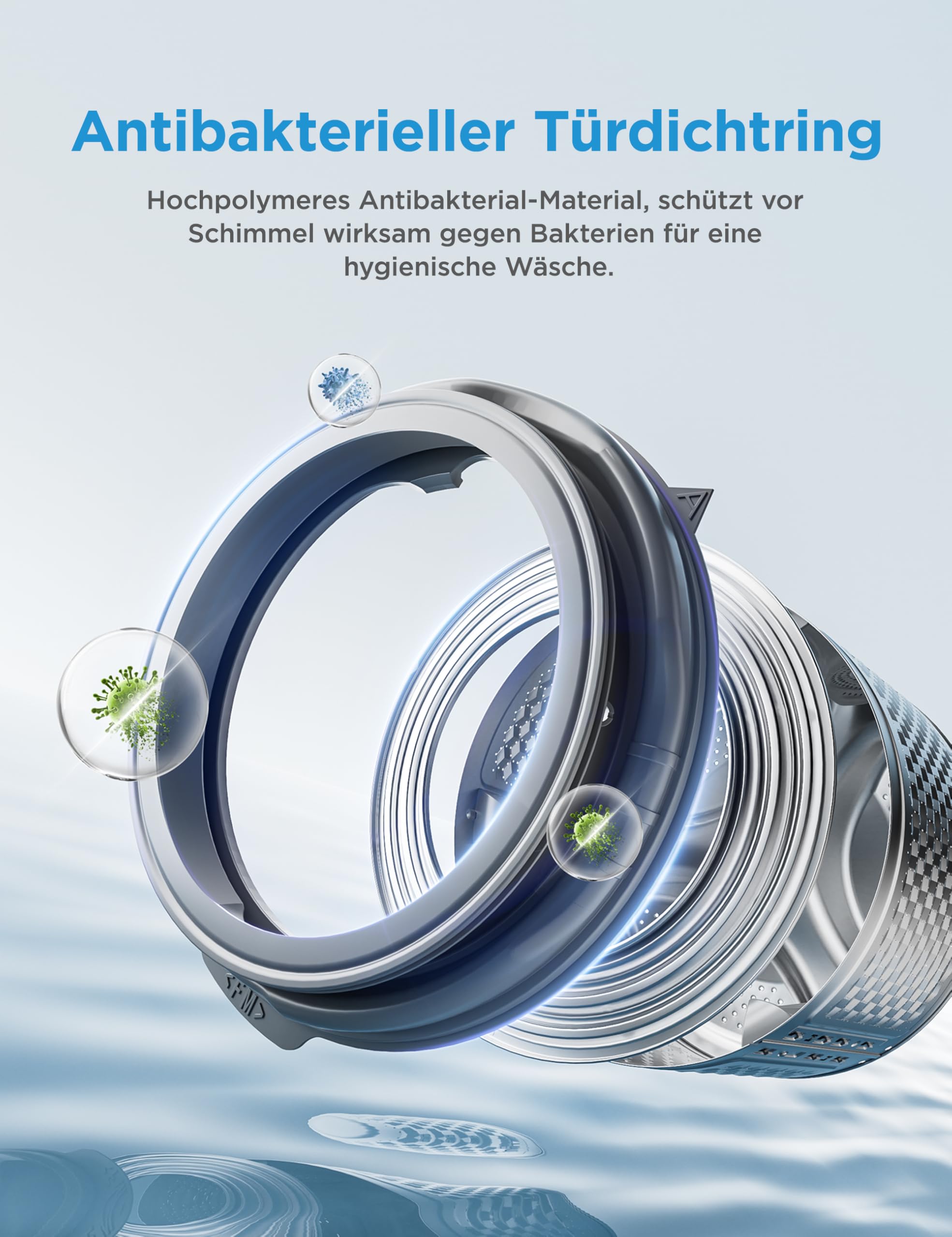 Midea Waschmaschine V3 series, 8 kg | Energieeffizienzklasse A-10% | 1400 U/min | Dampffunktion | Tierhaare| 15-Min Schnellwäsche | Woolmark-Zertifiziert | MFV3EW80BA10 | Weiß 2