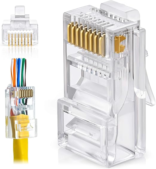 EZ RJ45 Cat6 Pass Through Connectors Pack of 200 EZ Crimp Connector