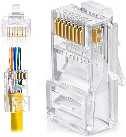 Amazon.com: GTZ RJ45 Cat6 Pass Through Connectors, Pack of 100 | EZ Modular  Plug for Solid or Stranded UTP Network Cable: Computers & Accessories