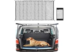 AEIMIAIDE Dog Car Barrier, Adjustable Dual Layer Pet Travel Safety Barrier Net with Bungee Cords and Hook, Easy to Install, P