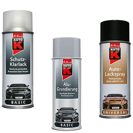 KWASNY_bundle LACKIERSET ALU-GRUNDIERUNG + LACKSPRAY Schwarz 400 ML + KLARLACK SEIDENGLÄNZEND