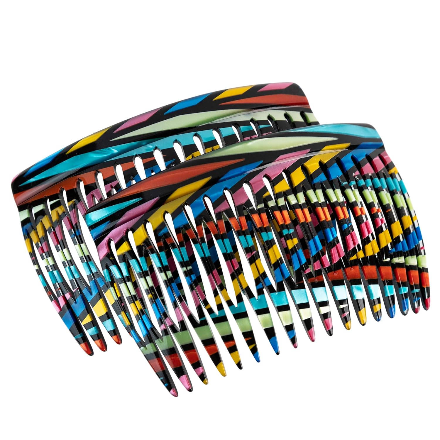 Charles J. Wahba Side Comb (Paired) - 17 Teeth (Mock Tortoise Color) Handmade in France : Decorative Hair Combs : Beauty