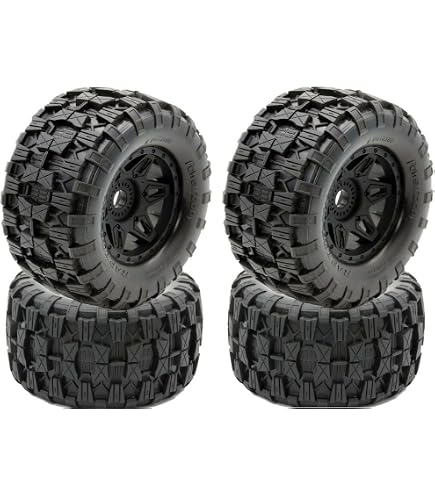 Pneus Louise RC B-ROCK Pour Buggy 1/8 - Gomme Soft, Jantes Noires à Bâtons, Hexagone 17 Mm, Paire De 2