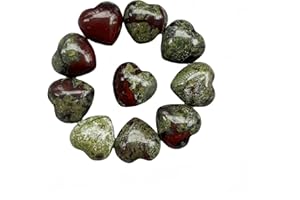 Bacatgem 10 Pcs Natural Dragon Blood Jasper Mini Heart Love Healing Palm Crystal Energy Gemstones Chakra Reiki Balancing(0.6 Inchs)