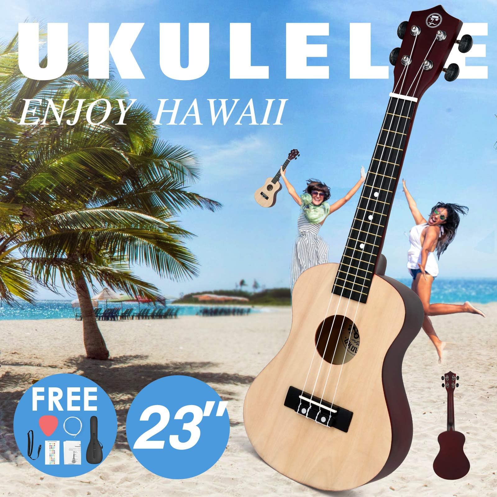 Traditional Concert Ukulele 23inch,Ukulele Bundle with Gig Bag, Kids Ukulele Uke Hawaii Mini Guitar for Kids Adults and Beginners