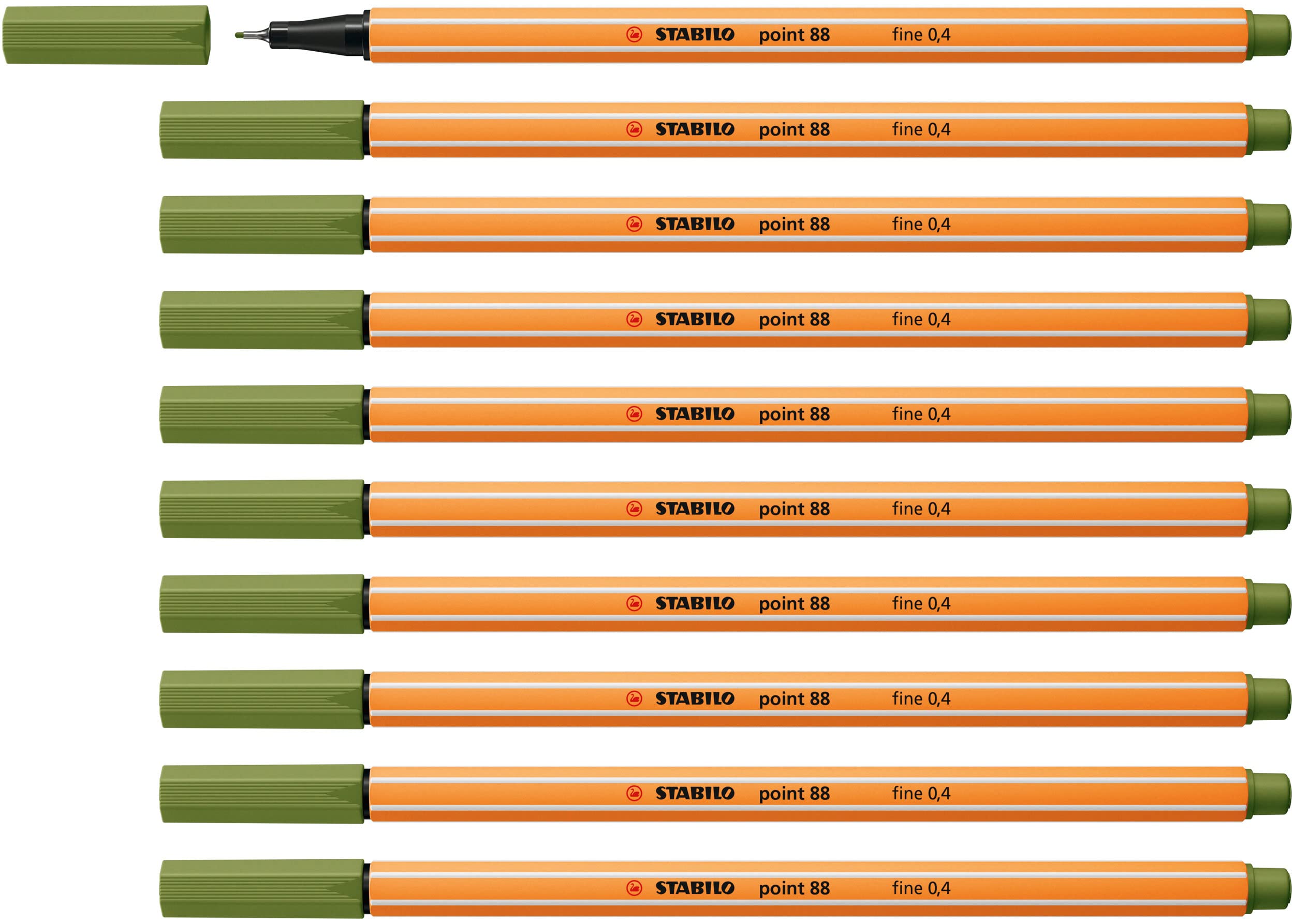 STABILO point 88 - Fineliner - Pack of 10 - Moss Green