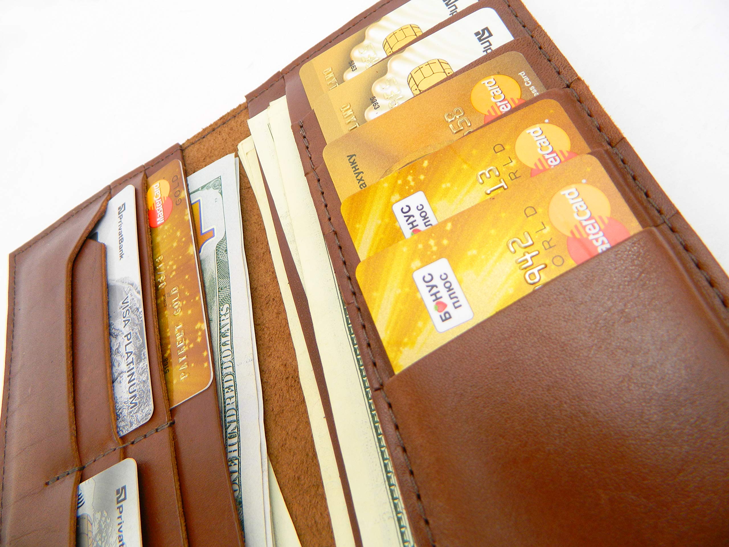 Chiara Collection Men\'s, Women\'s Genuine Leather Long Wallet Card Holder Phone Case (Brown)