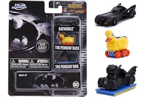 Jada DC Comics 1989 Batman 1.65" Nano 3-Pack Die-cast Cars, Toys for Kids and Adults