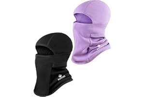 HAITHO Kids Balaclava Ski Mask 2 Pack, Winter Hat Face Cover Neck Warmer for 3-15 Boy Girl, Full Face Masks for Skiing Cycling