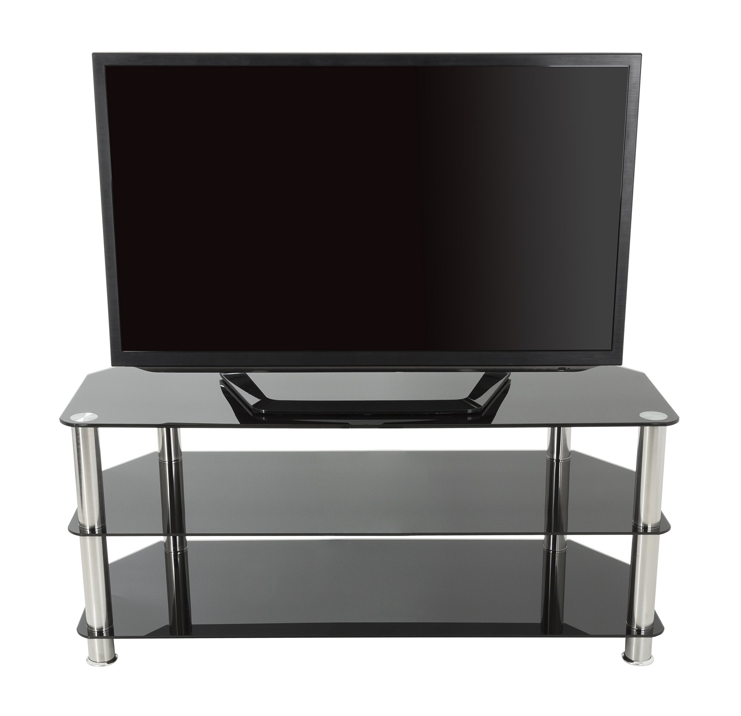 AVF SDC1000A TV Stand for up to 50inch TVs, Black Glass, Chrome Legs