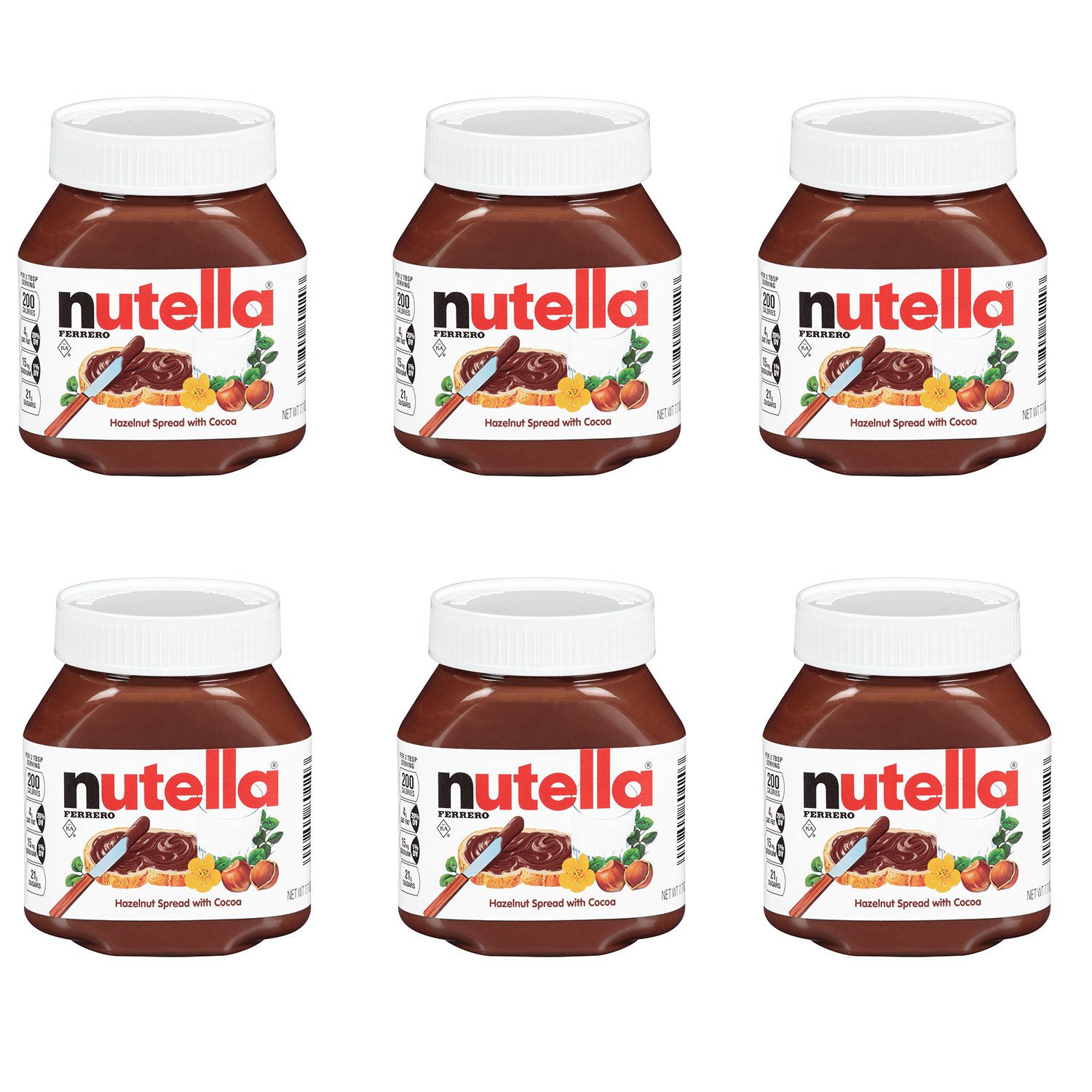 Nutella Ferrero Hazelnut Spread with Cocoa,7.7 Ounce (Pack of 6)