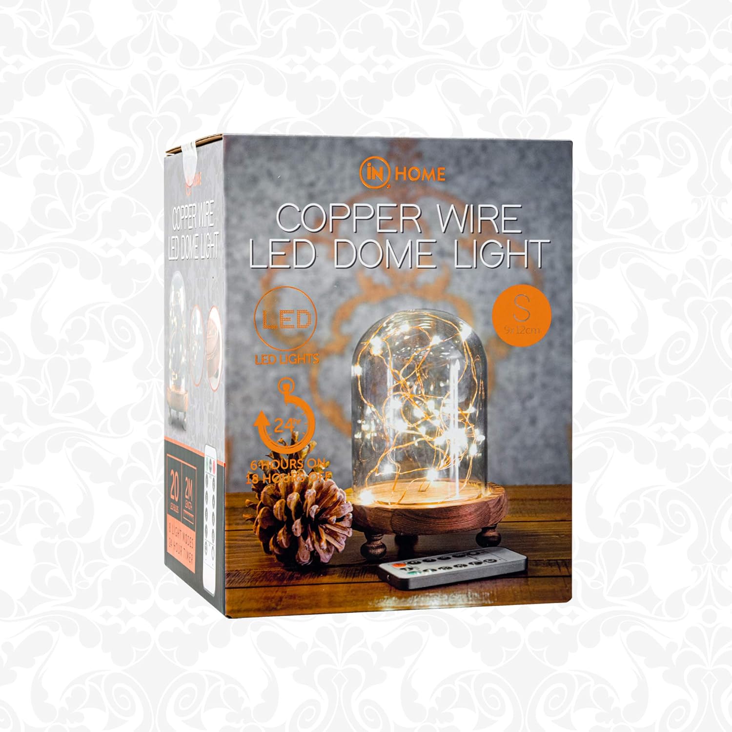 iN Home Copper Wire LED Dome Light with Remote, 20 LED Fairy Lights on 2M Long Copper Wire with Glass Dome and Wooden Base - Image 4
