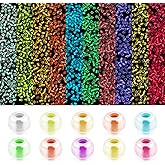 2000Pcs Glow Seed Beads for Adults Colorful Glow in The Dark Glass Seed Beads 3mm Spacer Loose Beads Bulk Round Bead for DIY Bracelet Necklaces Craft Jewelry Making Supplies
