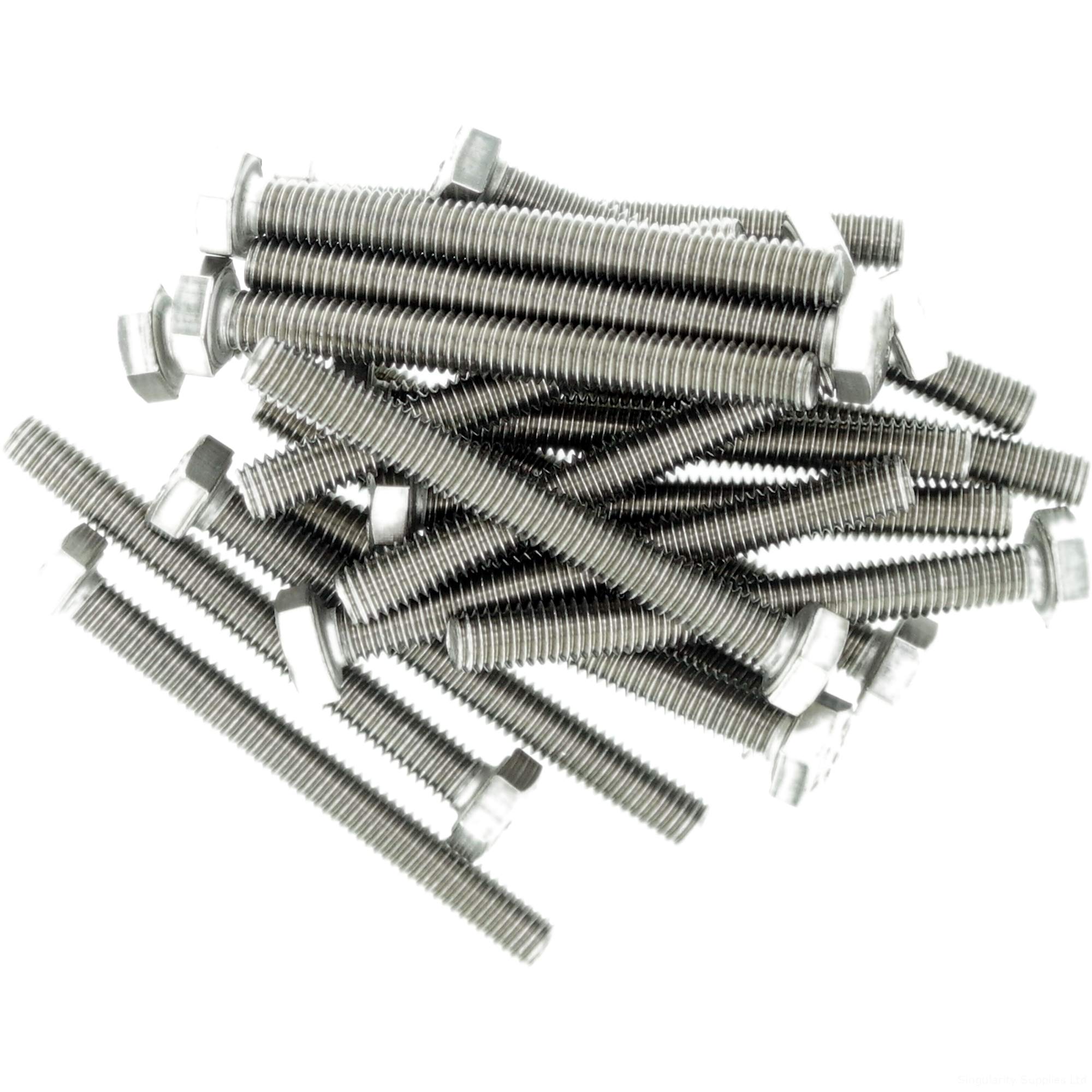 M2.5 (2.5mm x 20mm) Hex Bolt (Fully Threaded Setscrew) - Stainless Steel (A2) (Pack of 20)
