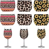 yueton 6PCS Reusable Leopard Print Wine Glass Sleeves Neoprene Insulated Sleeves Wine Glass Ornaments Party Supplies