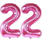 KatchOn, 22 Balloon Number Hot Pink - 40 Inch | 22 Number Balloons | Pink 22 Balloons for 22 Birthday Decorations for women | 22 Balloons for Happy Anniversary Decorations