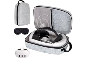 wonlince Hard Carrying Case for Meta Quest 3，Compatible Meta Quest 3 accessory with ELITE headband, touch controller and other accessories，Stylish design for traveling，Grey
