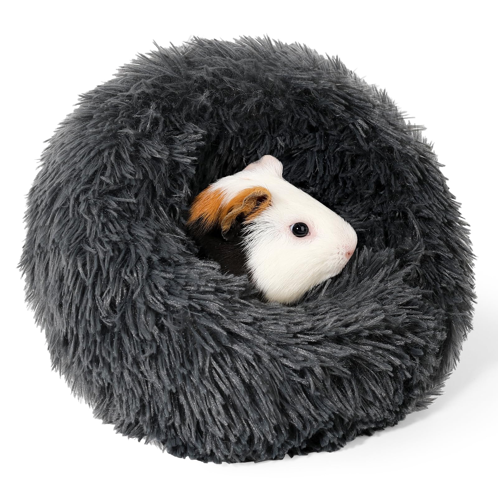ONEJU Plush Guinea Pig Bed - Plush Guinea Pig Hideout, Removable Cushioned Pillow, Super Cozy, Ideal Burrowing Bed for Small Pets, Dark Gray — image 1
