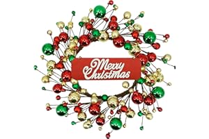 FURISIN Christmas Wreath,Christmas Wreaths for Front Door,Party City Christmas Balls Wreath for Home,Christmas Winter Colorful Plating Balls Wreath