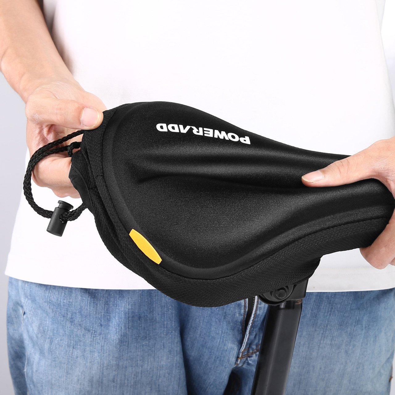 Poweradd Gel Sattelbezug Rennrad (28cm x 17cm), Komfortabel Weich Fahrradsattel Gel Überzug für Herren und Damen, wasserdichter Fahrradsitzbezug für City Touren und Trekking, Schwarz …