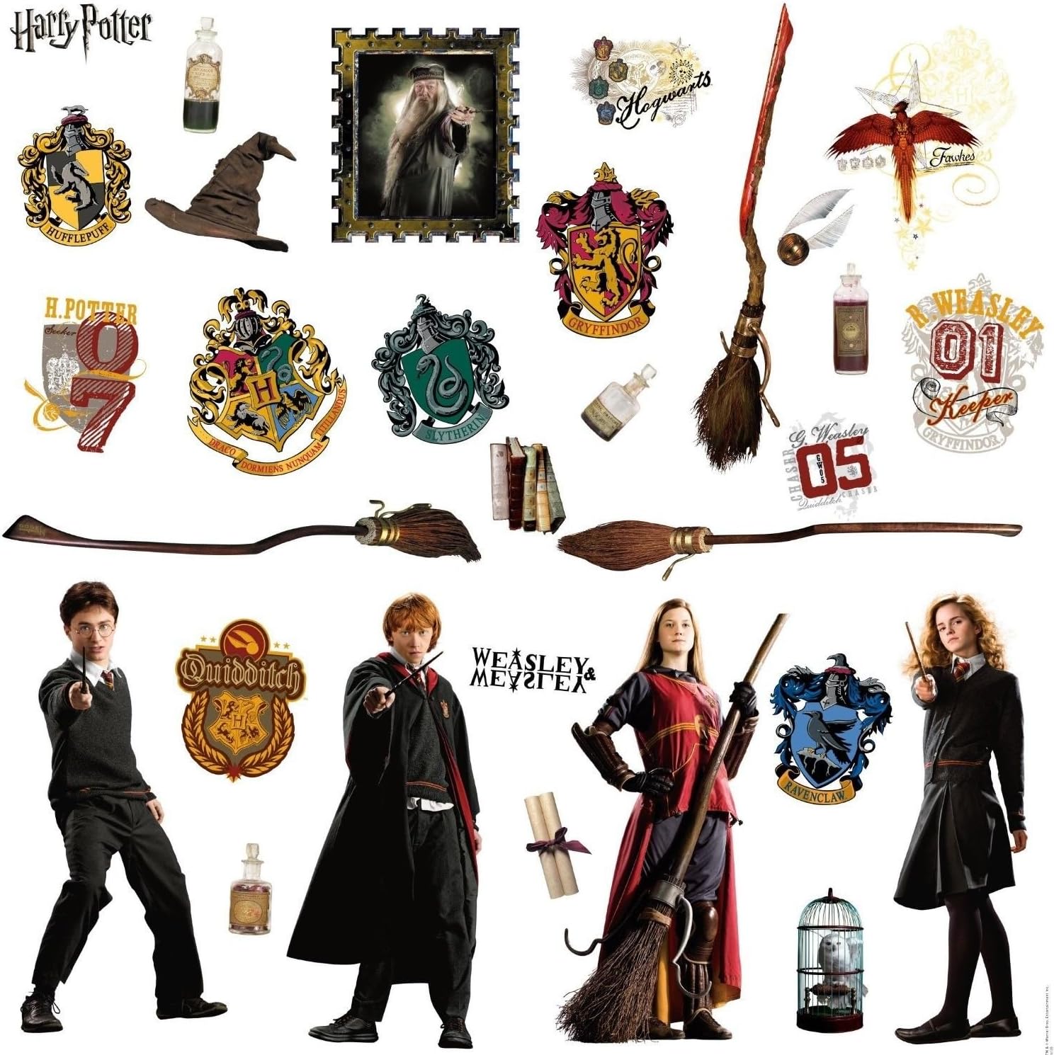 HARRY POTTER 30 BiG Wall Stickers RON HERMOINE New Room Decor Bedroom Decals