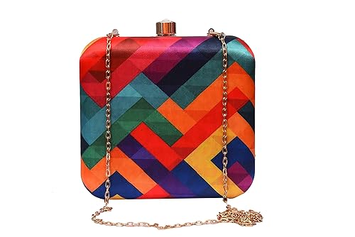 sugarcrush Womens Multicolour Hand Box Clutch Purse with Detachable Sling
