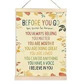 TAEDIN Inspirational Boho Classroom Wall Art Poster Hanger Frame, Positive Affirmations Wall Art with Wood Frames, Before You Go Motivational Hanging Decor for Office Home Living Room, 12x16 Inches